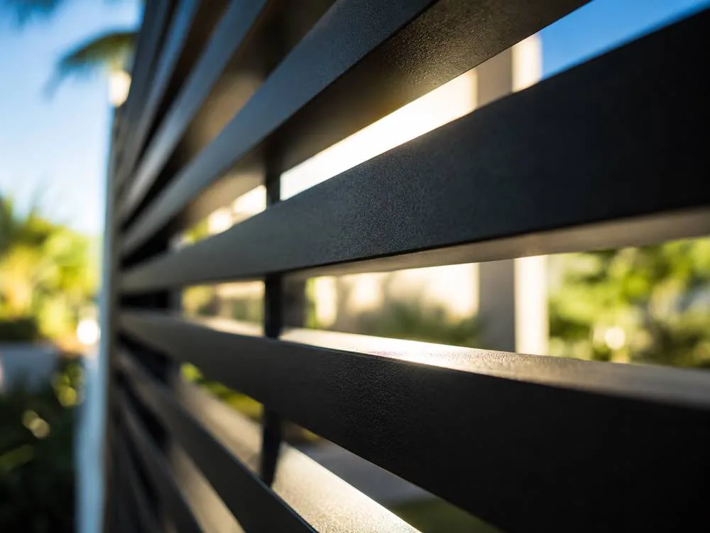 Backlit louvered aluminum gate slats